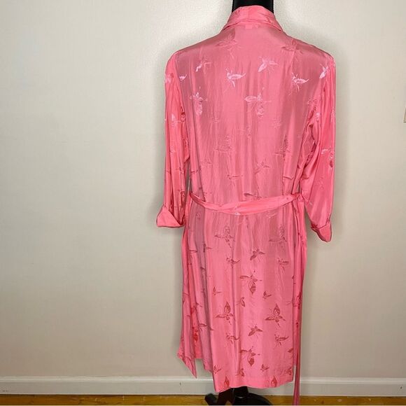 Dynasty Robe Vintage Silk Butterfly Pattern Belt Vtg Pink Size Small Medium - Picture 11 of 16